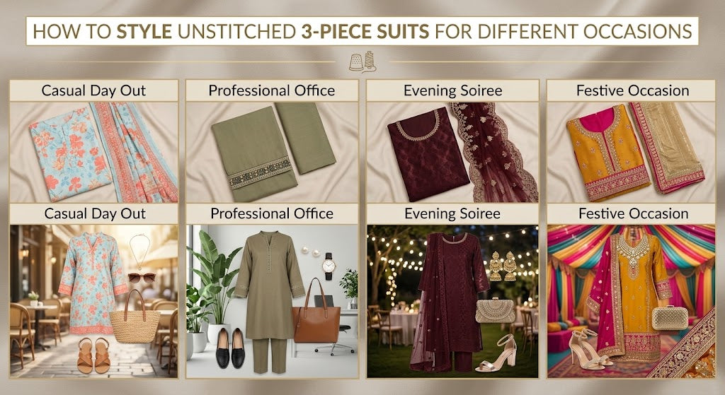 How to Style Unstitched 3-Piece Suits for Different Occasions