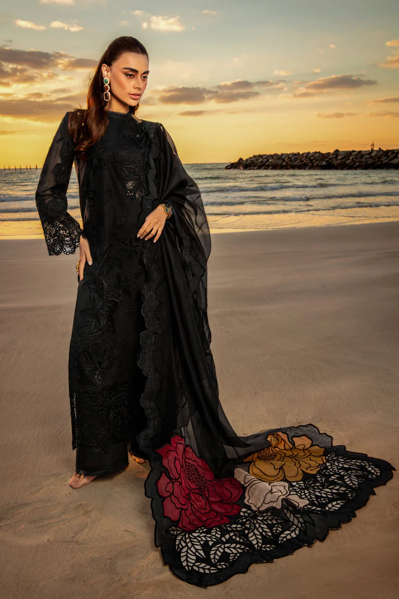 3 Pc Embroidered Lawn Shirt with Embroidered Organza Dupatta With Patches KH2640