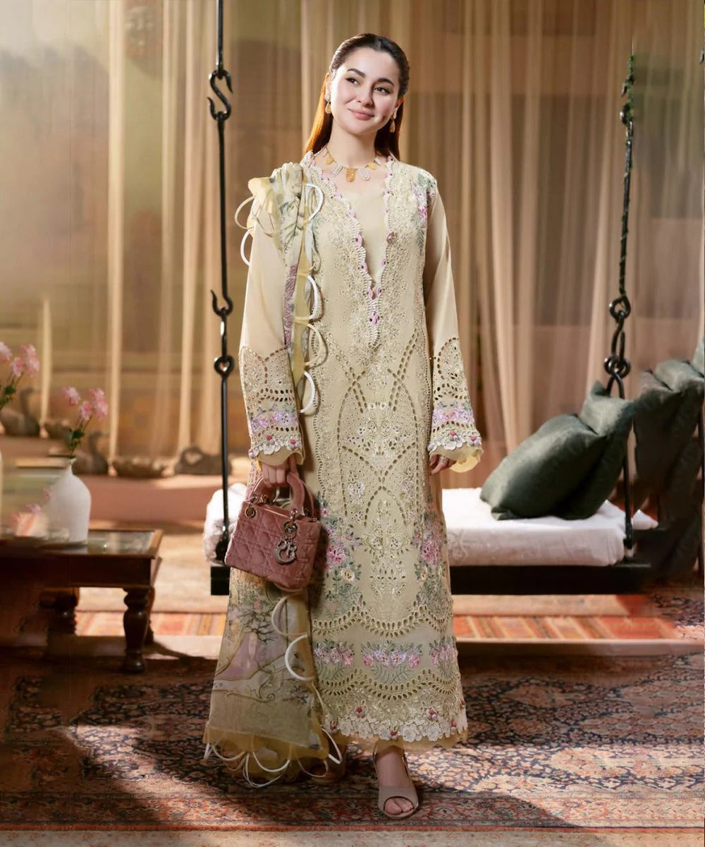DHANAK UNSTITCH-3PC Embroidered Shirt with Digital Printed WOOL SHAL-523W