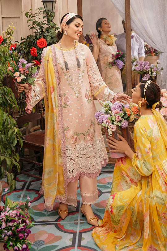 3 Piece Embroidered Lawn Shirt with Digital Printed Silk Dupatta MS22