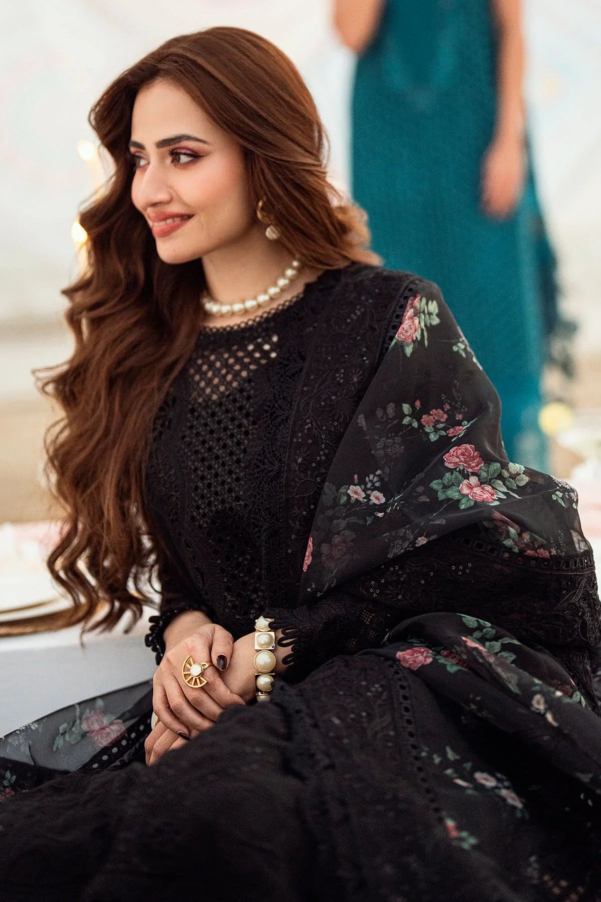 3PC LAWN EMBROIDERED SHIRT WITH COTTON NET PRINTED EMBROIDERED DUPATTA AND TROUSER V520