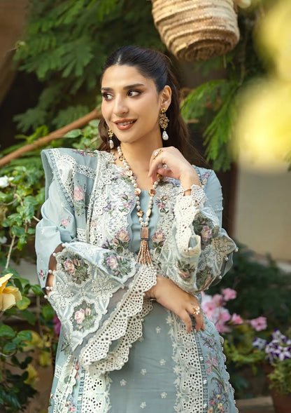 Sky Blue Embroidered 3 Piece Lawn Suit (TFS412)