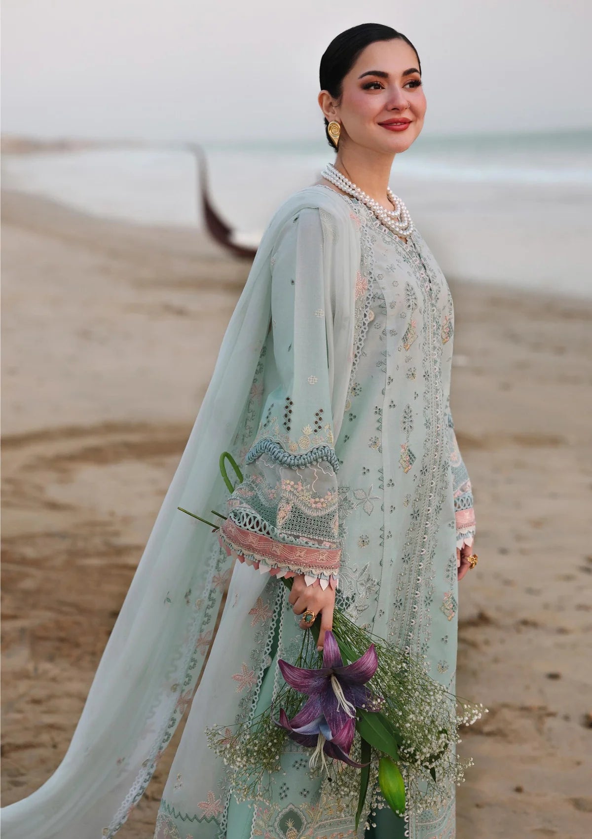 Embroidered 3-Piece Unstitched Suit – Mint Green(TFS 777)