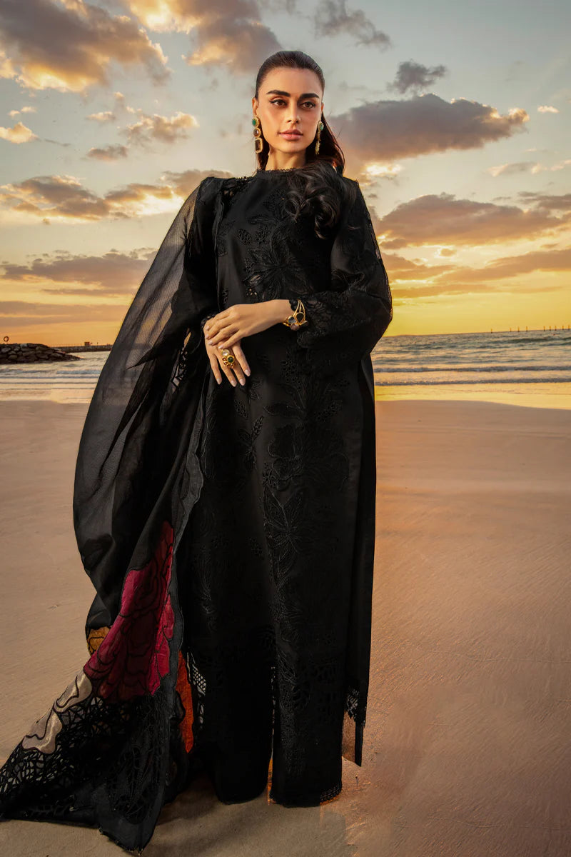 3 Pc Embroidered Lawn Shirt with Embroidered Organza Dupatta With Patches KH2640