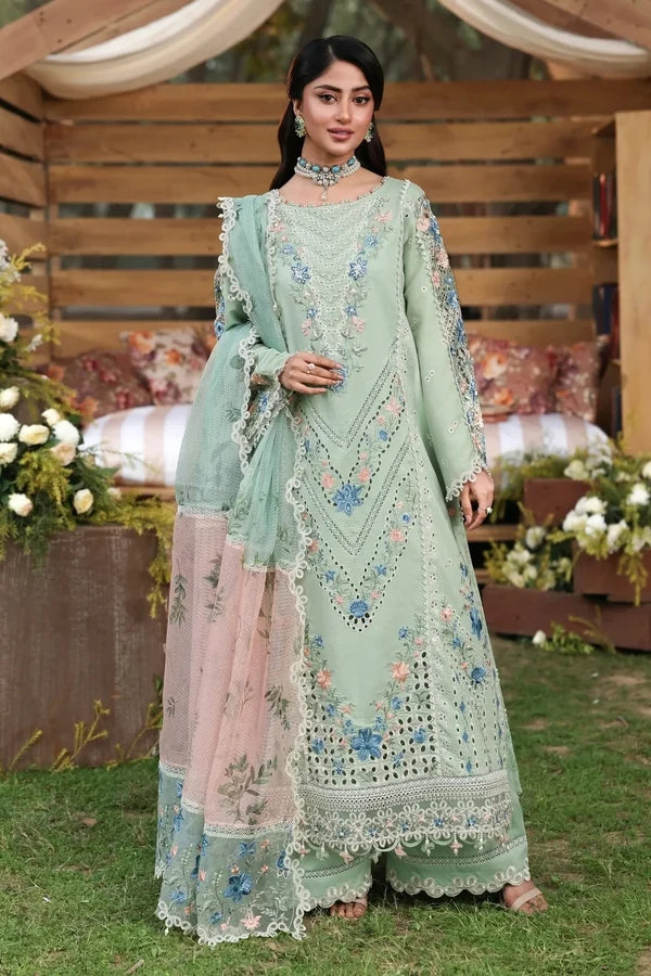 Embroidered 3-Piece Unstitched Suit – Sage Green (TFS 715)