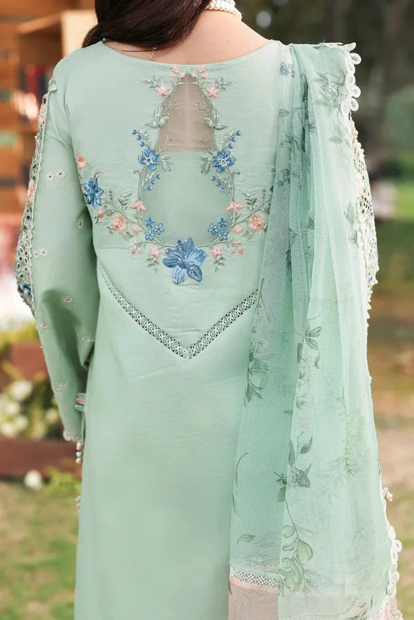 Embroidered 3-Piece Unstitched Suit – Sage Green (TFS 715)