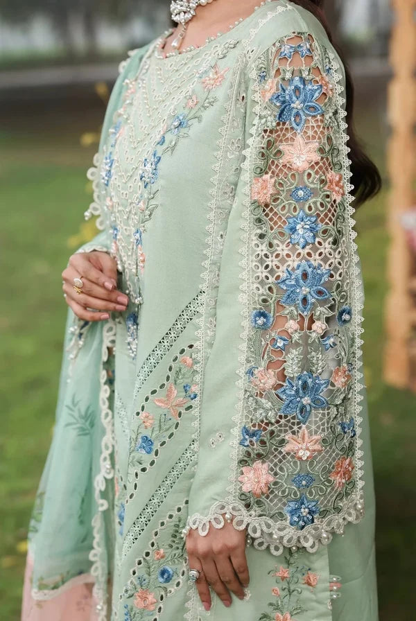 Embroidered 3-Piece Unstitched Suit – Sage Green (TFS 715)