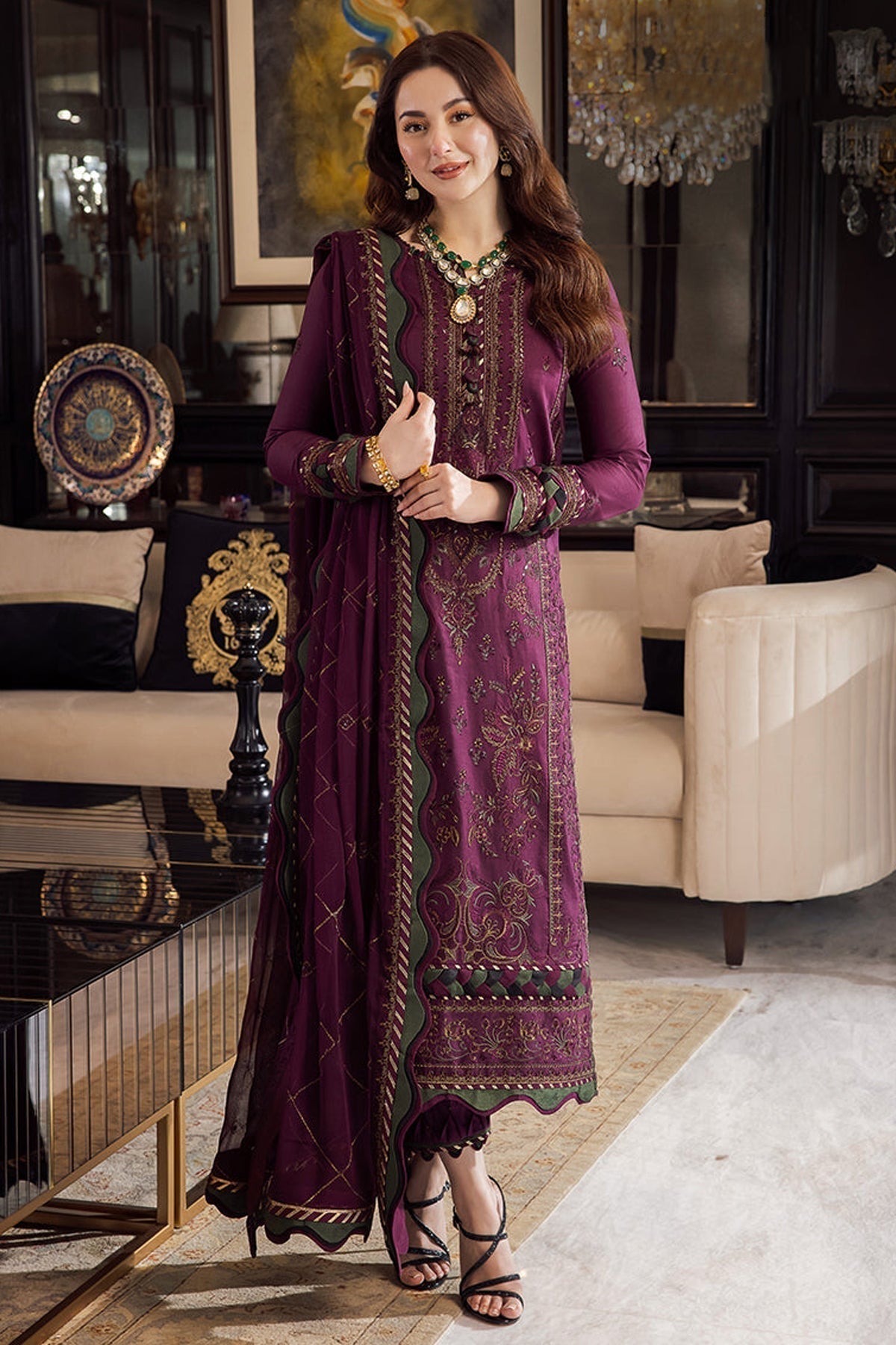 Dhanak 3PC Embroidered With Dhanak Embroidered Dupatta 668