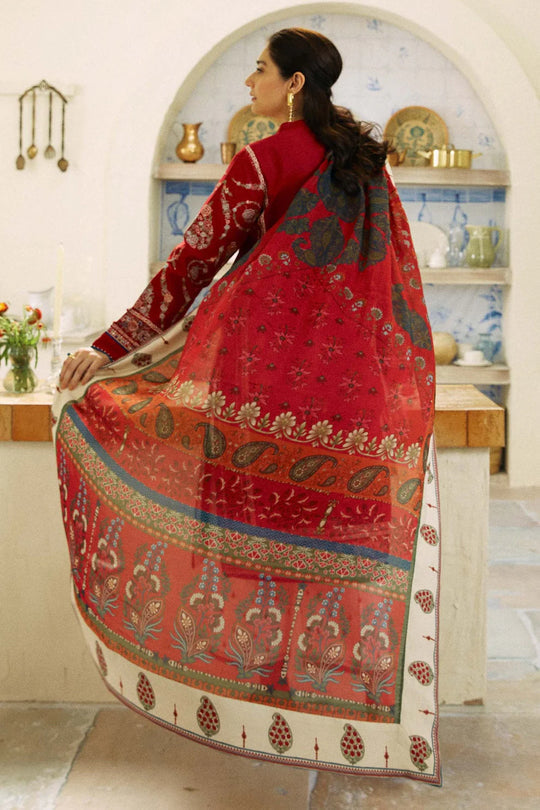 3 Piece Embroidered Lawn Shirt and Trouser with Printed Dupatta ZS2550