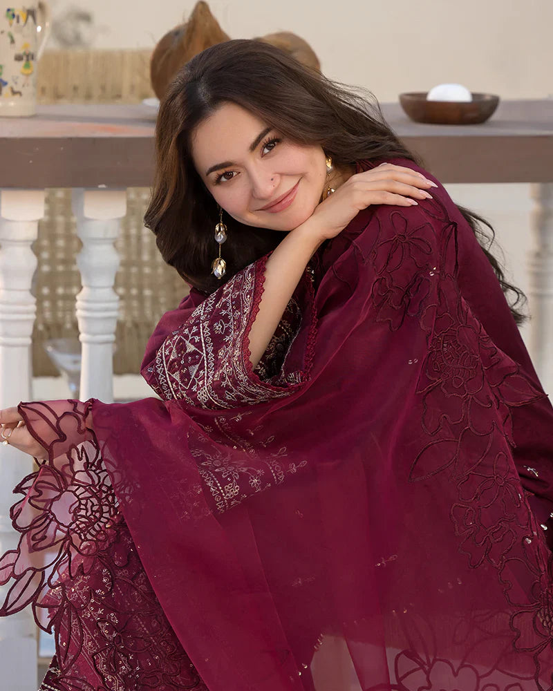 Lawn-3PC Embroidered Shirt with Organza Embroidered Dupatta 1351 L
