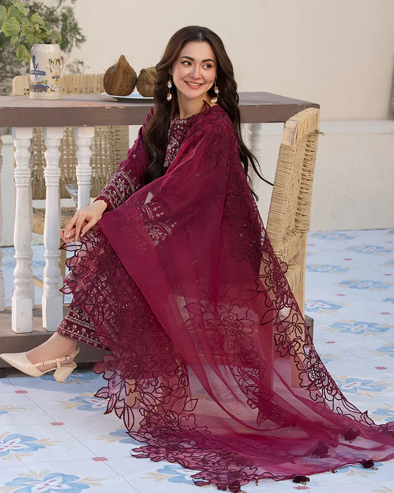 Lawn-3PC Embroidered Shirt with Organza Embroidered Dupatta 1351 L