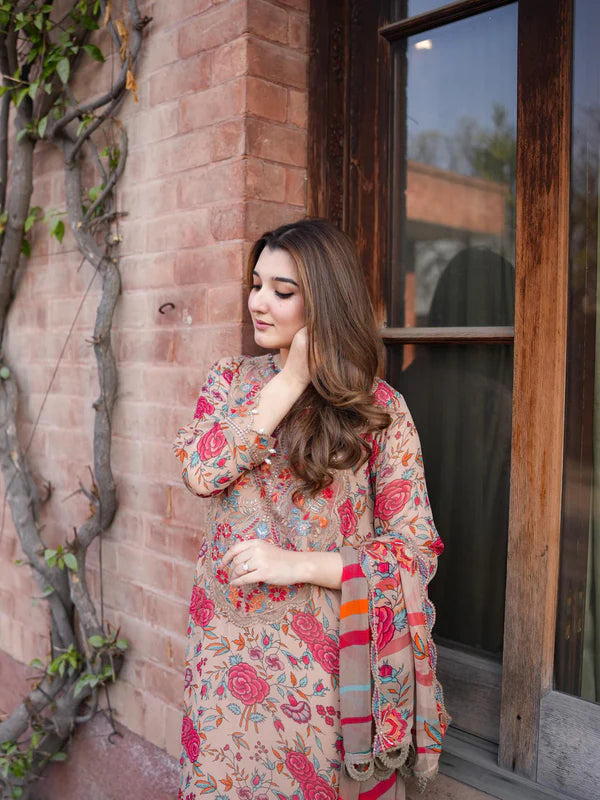 Embroidered 3-Piece Unstitched Lawn Suit D#486 (HE)