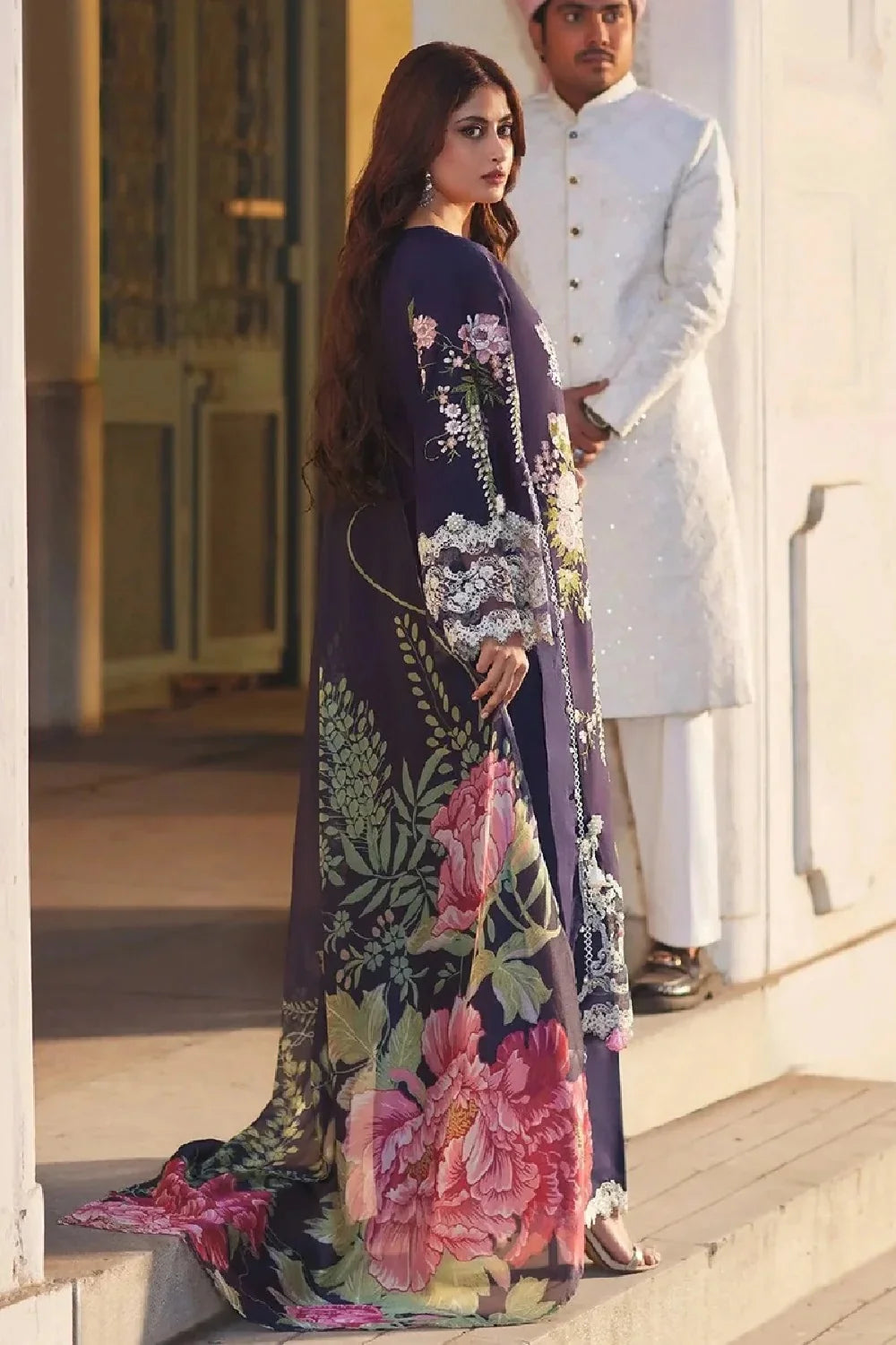 Navy Blue Embroidered 3-Piece Unstitched Suit (TFS-702)
