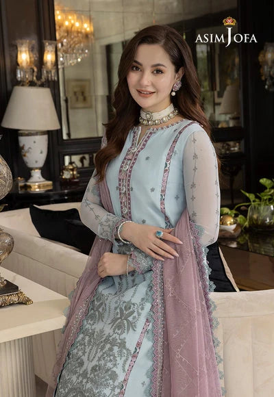 Light Blue Embroidered 3 Piece Unstitched Suit (SS 5156)