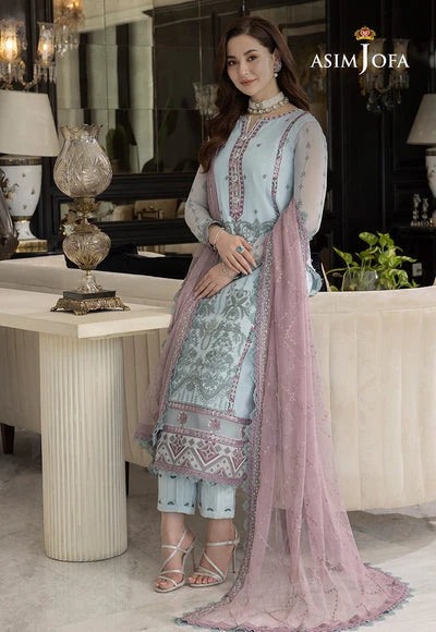 Light Blue Embroidered 3 Piece Unstitched Suit (SS 5156)