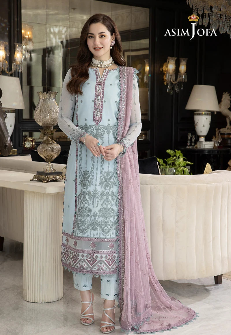 Light Blue Embroidered 3 Piece Unstitched Suit (SS 5156)