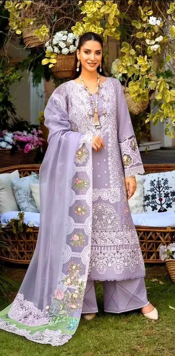 Lavender Embroidered 3-Piece Unstitched Suit (TFS-737)