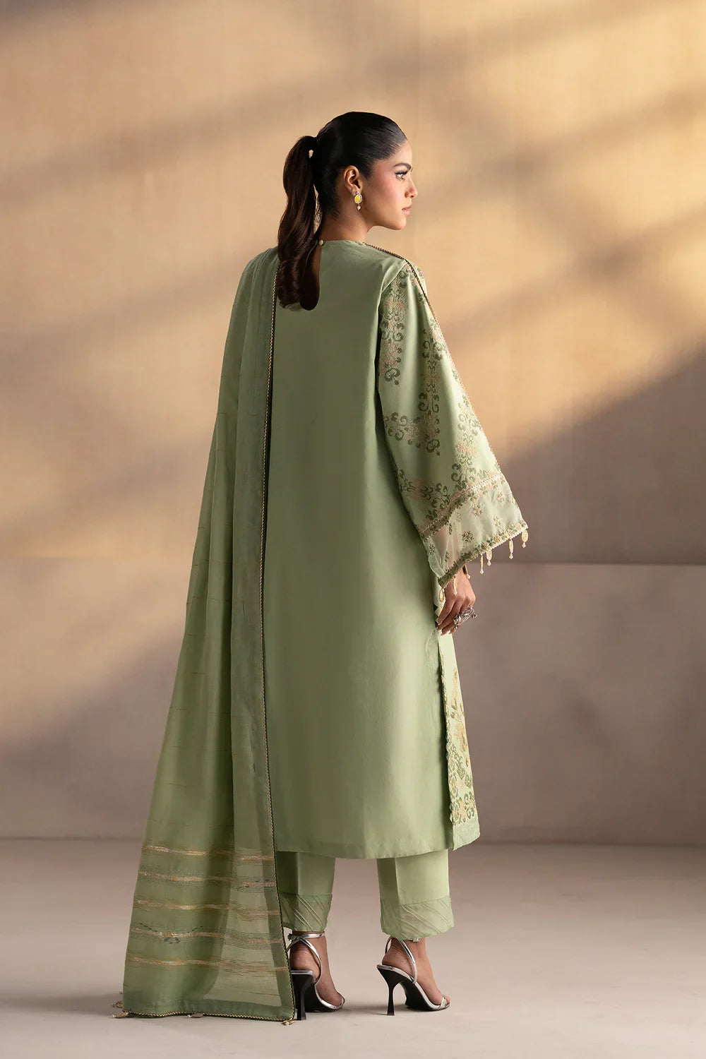 Sage Green Embroidered 3-Piece Suit (HE D#36A)