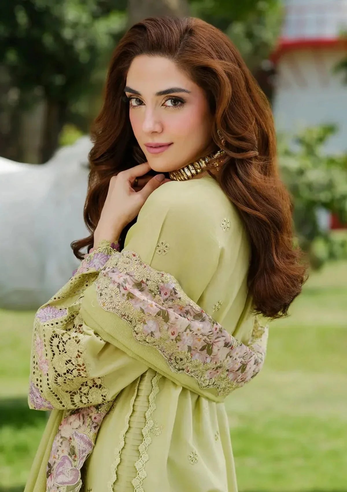 Olive Green Embroidered 3-Piece Lawn Suit (TSF 640)