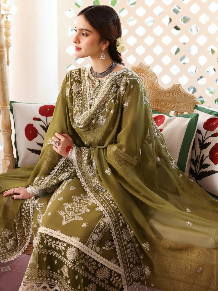 Lawn-3PC Embroidered Shirt With Organza Embroidered Dupatta-SS5211