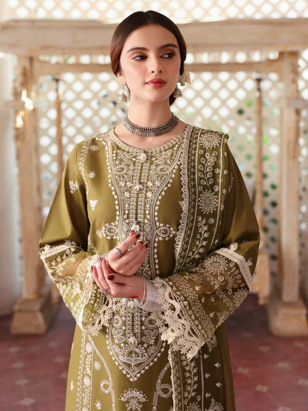 Lawn-3PC Embroidered Shirt With Organza Embroidered Dupatta-SS5211