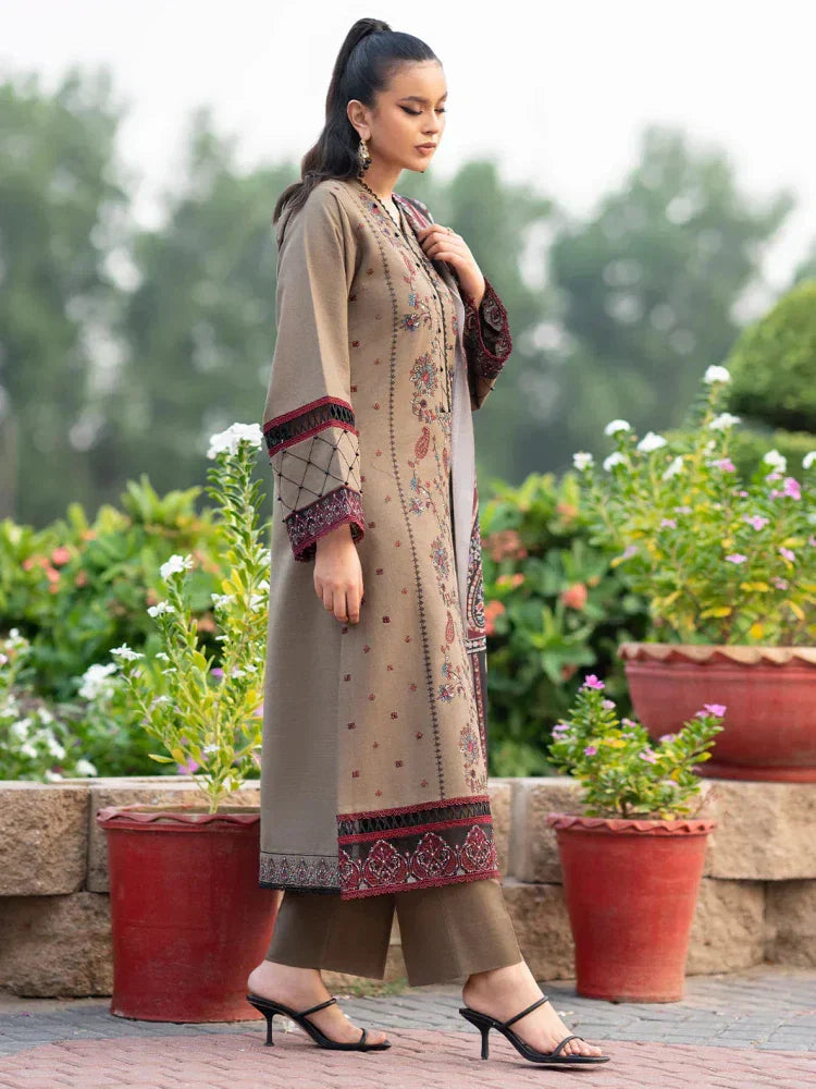 Lawn 3PC Embroidered With Digital Printed Jauqard Dupatta- SS5238