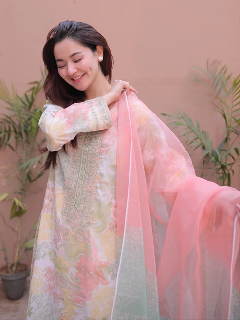 Digital Printed Lawn 3 Piece Unstitched Dress (SS 1552)