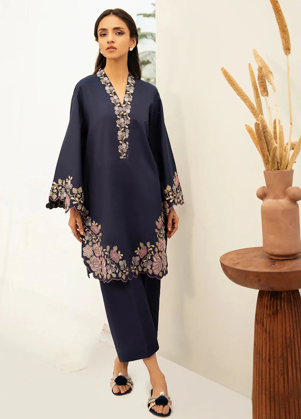 Aubergine Embroidered 3PC Dhanak Suit with Digital Printed Shawl (HE D#305A)