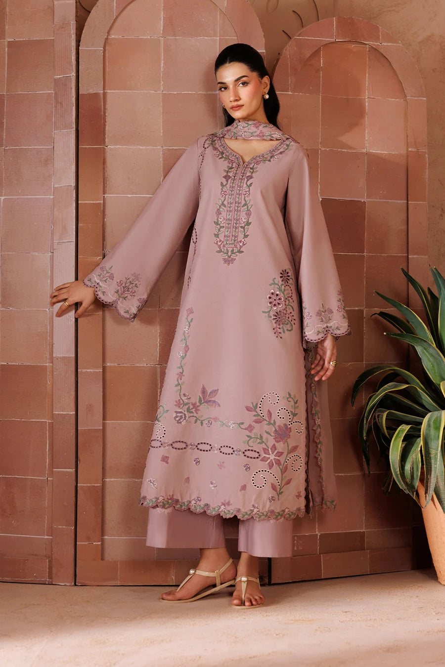 Dusty Rose Embroidered 2-Piece Suit (HE D#19A)