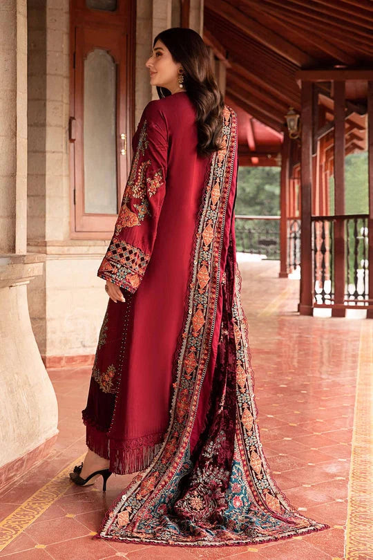 Maroon Embroidered 3 Piece Unstitched Lawn Suit (SS 5164)
