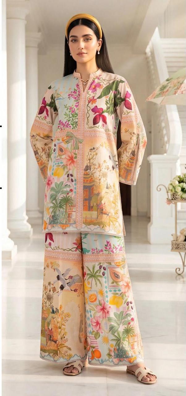 Scenic Garden Print 2PC Lawn Suit - Ethnic by Outfitters (HS)