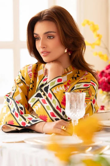Mustard Tribal Aztec Print 2PC Lawn Suit (HS)